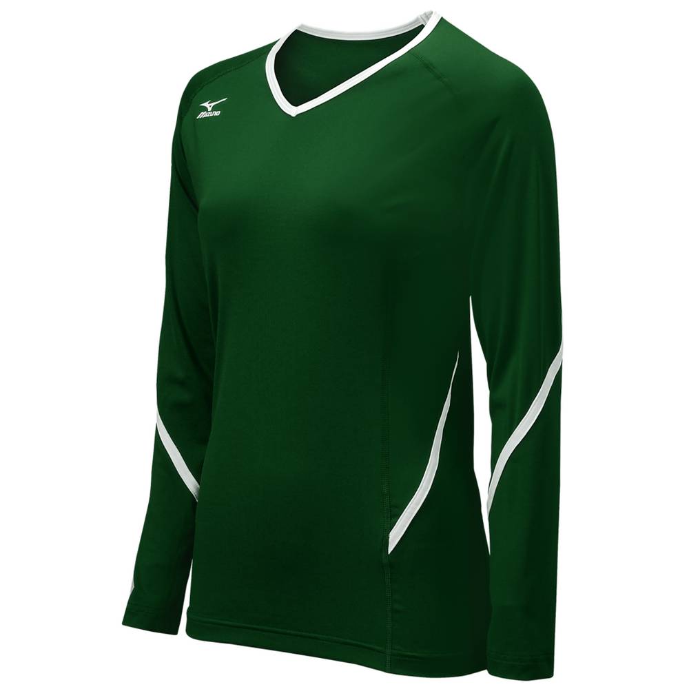 Womens Mizuno Techno Generation Long Sleeve Volleyball Jersey Green/White Philippines (NYTAUD675)